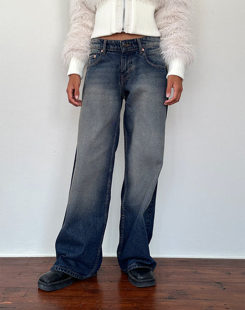 Image of Roomy Extra Wide Low Rise Jeans in Amber Wash