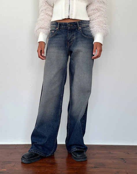 Image of Roomy Extra Wide Low Rise Jeans in Amber Wash