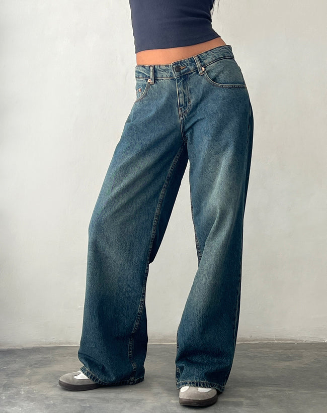 Image of Roomy Extra Wide Low Rise Jeans in Brown Blue Acid