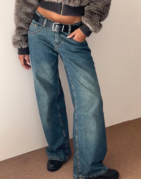 Image of Roomy Extra Wide Low Rise Jeans in Brown Blue Acid