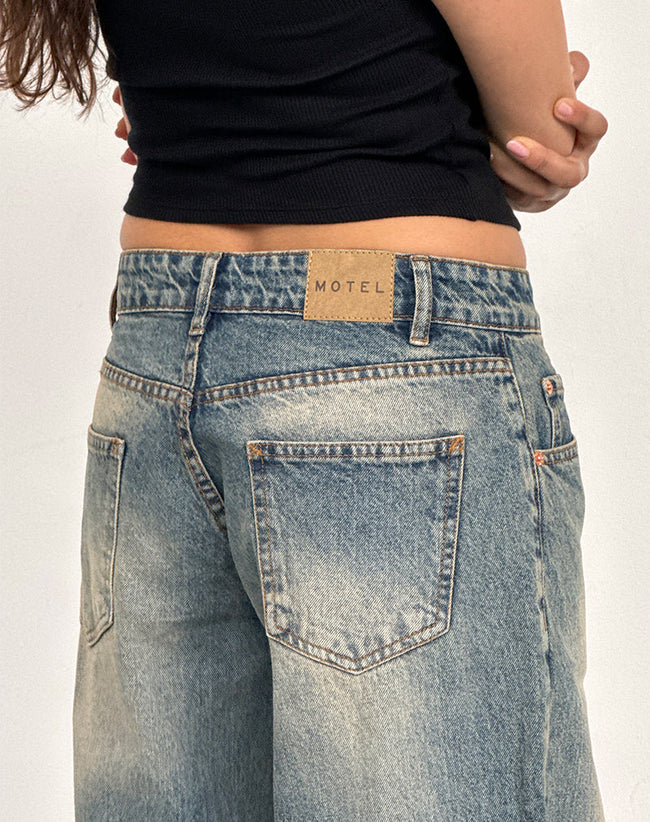 Image of Roomy Extra Wide Low Rise Jeans in Dirty Blue