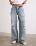 Image of Low Rise Roomy Jeans in Extreme Rip Vintage Blue