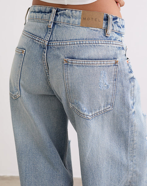 Image of Low Rise Roomy Jeans in Extreme Rip Vintage Blue
