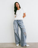 Image of Low Rise Roomy Jeans in Extreme Rip Vintage Blue
