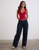 Image of Low Rise Roomy Jeans in Indigo with Red Stitch