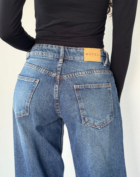 Image of Roomy Extra Wide Low Rise Jean in College Blue