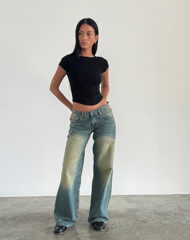 Image of Roomy Extra Wide Low Rise Jean in Mid Used Green