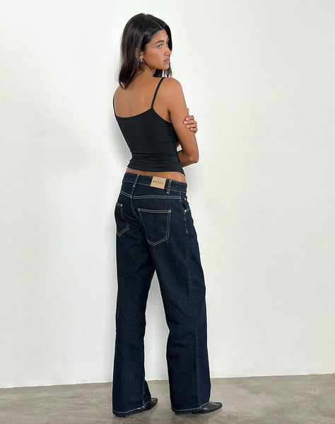 Image of Low Rise Parallel Jeans in Indigo with Contrast Stitch