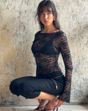 Image of Lubica Long Sleeve Top in Lace Black