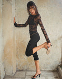 Image of Asla Cropped Capri Trouser in Stretch Tailoring Black