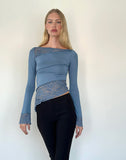 Image of Lucca Long Sleeve Top In Lace Steel Blue