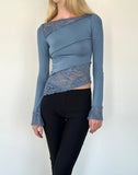 Image of Lucca Long Sleeve Top In Lace Steel Blue