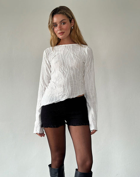 Image of Lucca Ripple Top Jacquard White