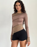 Image of Lucca Long Sleeve Top in Slinky Lace Mocha