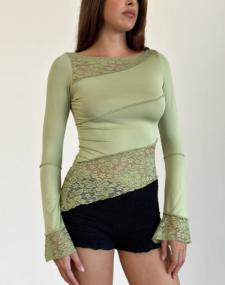 Orianne Long Sleeve Bardot Top in Knit Buttercream