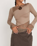 Image of Lucca Long Sleeve Top in Lace Natural