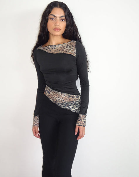 Image of Lucca Top In Printed Lace Leopard