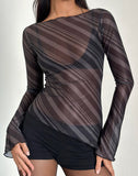 Image of Lucerne Top In Irregular Stripe Grey And Black