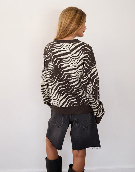 Image of Luceta Knitted Cardigan in Wild Animal