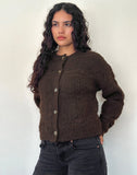 Image of Luciana Textured Knit Cardi in Dark Brown