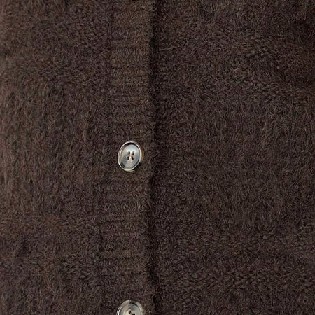 Luciana Textured Knit Cardi in Dark Brown