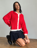 Image of Luciana Contrast Cardigan in Red and Pink