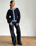 Image of Luciana Cardigan in Contrast Navy