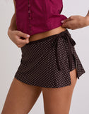 Image of Luel Wrap Skort in Micro Polka Brown