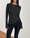 Image of Lukia Long Sleeve Top in Metallic Stripe Jersey Black