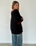 Image of Lulees Oversized Jumper in Black with Red Star and Stripes