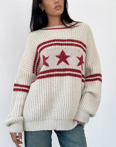 Knitza Jumper in Black with Red Stripes