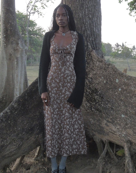 Image of Lunama Midi Dress in Botanist Flock Dark Taupe