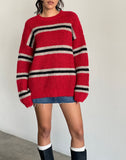 Image of Lunet Knitted Jumper in Red and Black Stripe