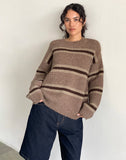 Image of Lunet Knitted Jumper in Stripe Tonal Brown