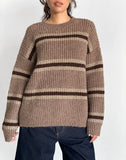 Image of Lunet Knitted Jumper in Stripe Tonal Brown