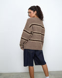 Image of Lunet Knitted Jumper in Stripe Tonal Brown