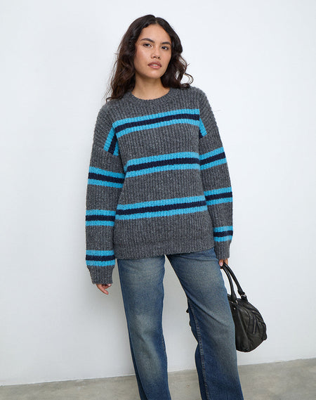 Zuleika Jumper in Charcoal Stripe