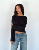 Image of Lunica Long Sleeve Top in Tissue Jersey Black