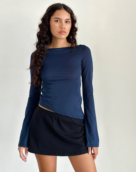 Rolia Tie Front Top in Navy