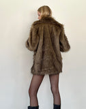 Image of Lupita Jacket in Faux Long Fur Brown