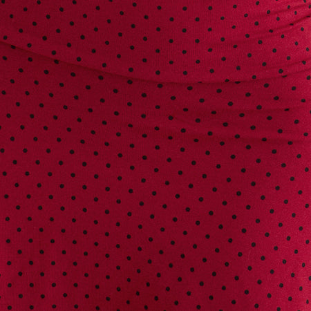 Luscian Plunge Mini Dress in Red with Black Micro Polka Print