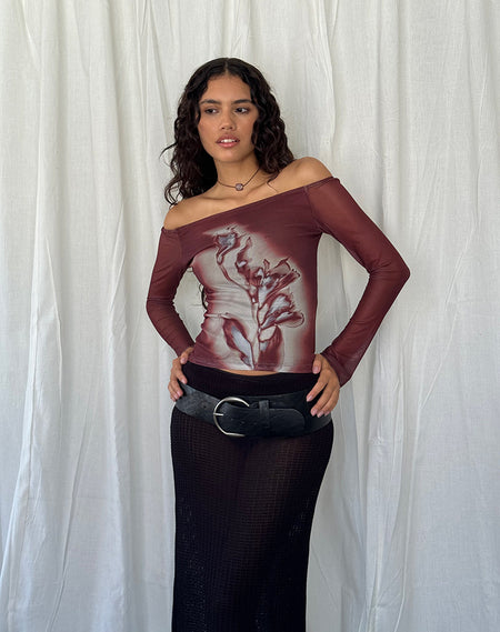 Janar Top in Botanical Flower Maroon