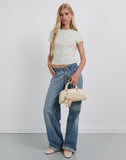 Image of Luyu Short Sleeve Top in Floral Lace Ivory