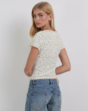 Image of Luyu Short Sleeve Top in Floral Lace Ivory