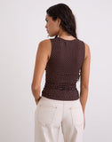 Image of Lycia Plunge Top in Micro Polka Brown