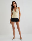 Image of Lycia Plunge Top in Cream with Black Micro Polka Print