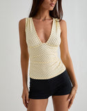 Image of Lycia Plunge Top in Cream with Black Micro Polka Print