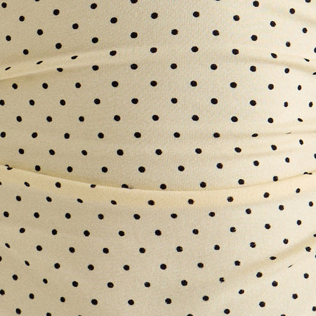 Lycia Plunge Top in Cream with Black Micro Polka Print
