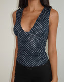 Image of Lycia Plunge Top in Micro Polka Navy