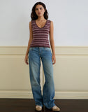 Image of Lycia Plunge Top in Glitter Knit Striped Purple